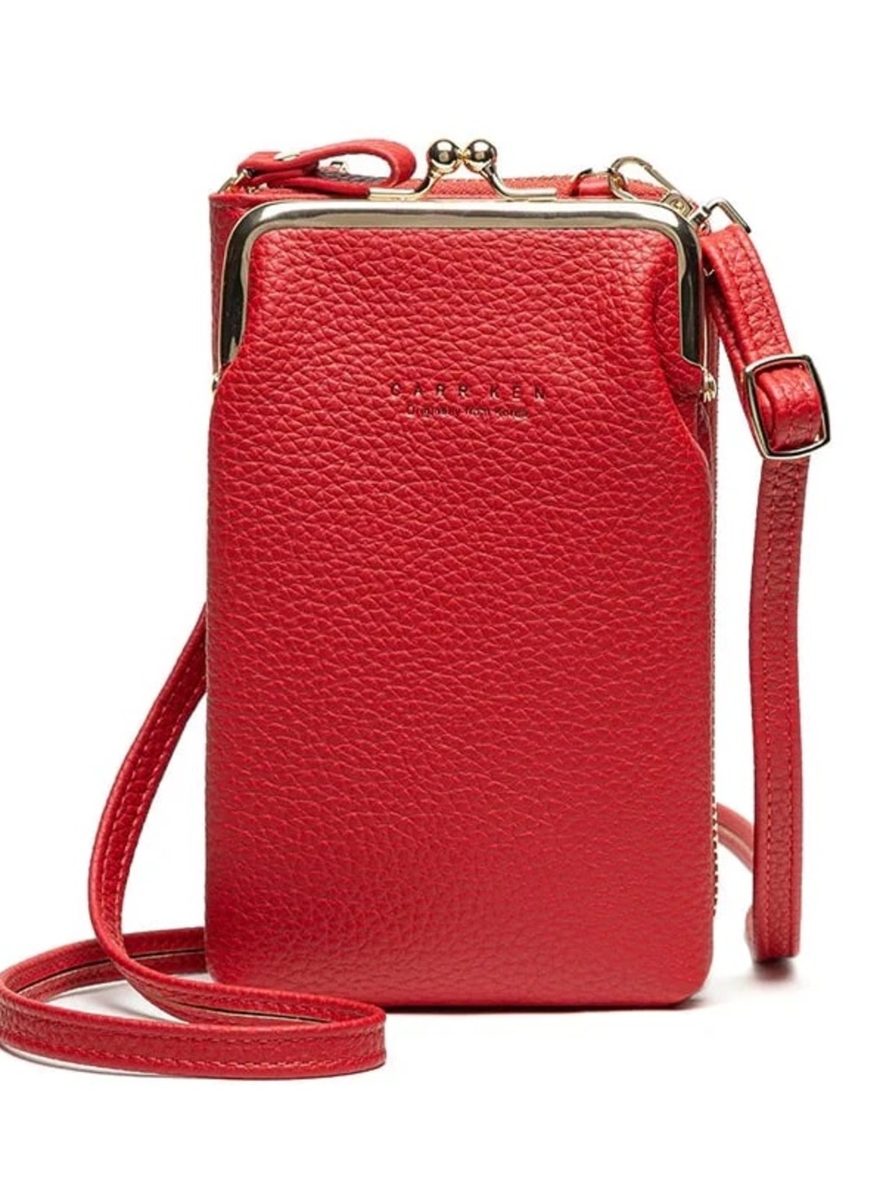 Red genuine leather  Leather Crossbody Phone Bag -